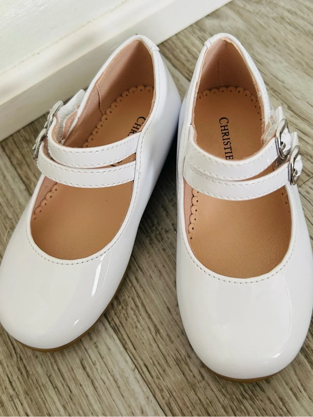White  Kids Shoes Christie & Jill with Double Strap 6M